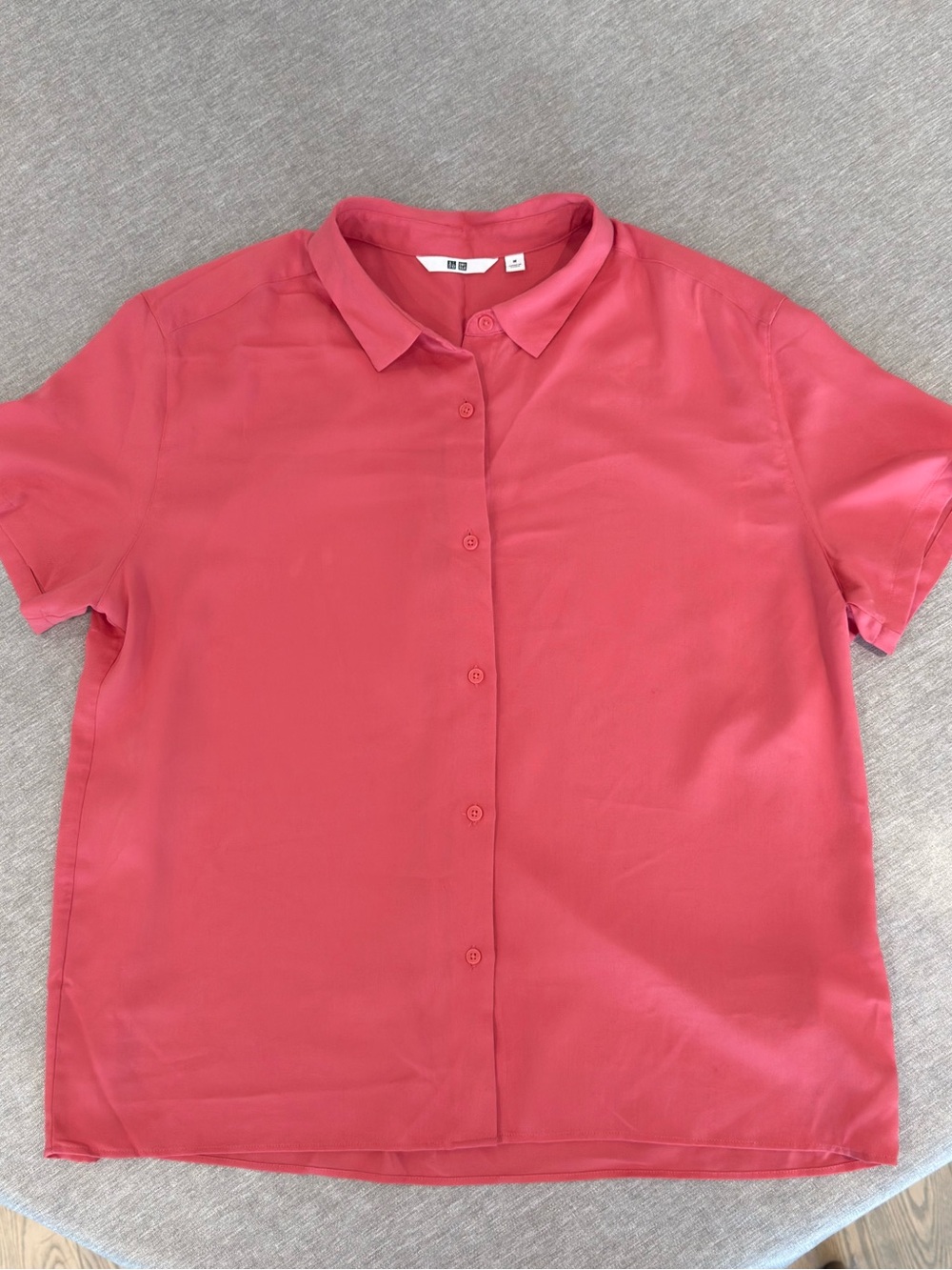 Uniqlo Coral Pink Short-Sleeve Button-Down Shirt